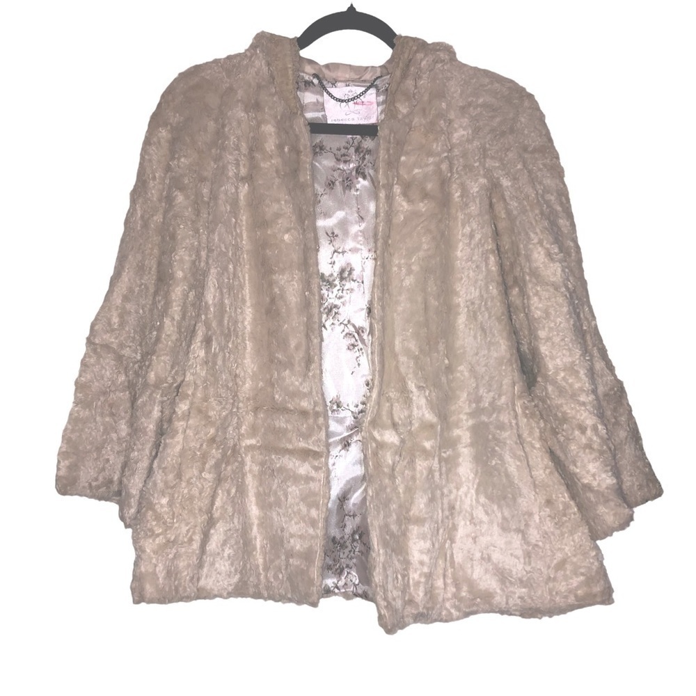 Rebecca Taylor Faux Fur Beige Long Sleeve Soft Jacket